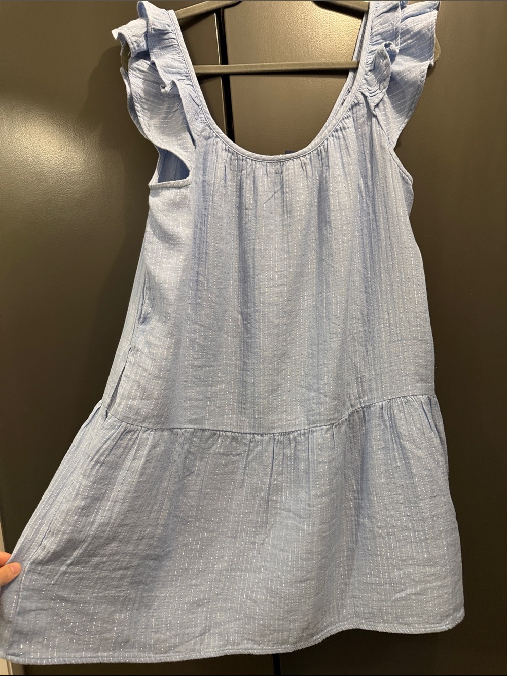 GAP Light Blue Ruffle-Shoulder Casual Dress - Picture 7 of 7